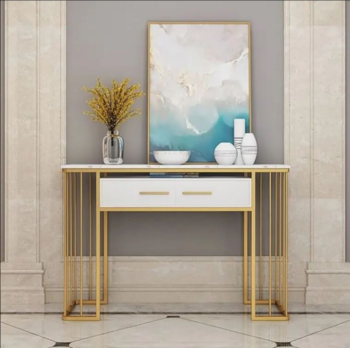 Black%20Modern%20Console%20Table%20with%20Storage%20Box%20Laminated%20UV%20Sheet%20Marble%20effect%20Top%20&%20Metal%20Gold%20Finishing%20Frame%20customizable%20available%20-%20Image%202