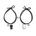 Hand Knitting Bear Pendant Hearts Magnetic Couple Bracelet Charm Women Men Valentine's Day Gifts BT262. 