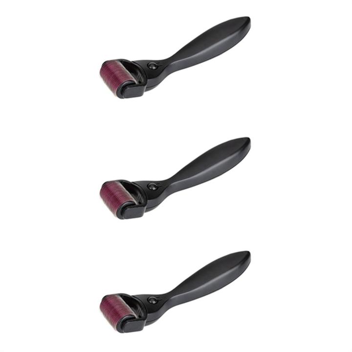 3X 1.5mm Titanium 1200 Needles Microneedles Meso Derma Roller Acne Scar Skin Stretch(Black + Purple)