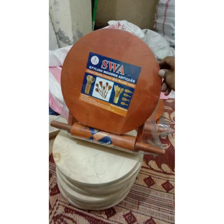 Wooden Chakla Belan With Rolling Wood Pin and Board 15 inches in Diameter-Wooden Rolling Pin And Board