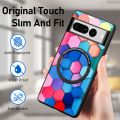 For Google Pixel 7 Pro Colored Drawing Leather Back Cover Magsafe Phone Case. 