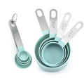 Plastic measuring spoon set stainless steel handle measuring cup measuring spoon set with scale. 
