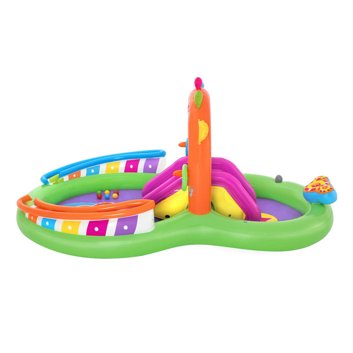 Bestway%2053117%20Sing%20N%20Splash%20Inflatable%20Kids%20Water%20Play%20Center%20The%20Pool%20Floor%20Has%20An%20Inflatable%20Landing%20Cushion%20For%20Extra%20Comfort%20When%20Kids%20Slide%20Down%20A%20Sprinkler%20That%20Soaks%20Both%20Kids%20And%20The%20Slide,%20And%20It%20Also%20Has%20A%20Fun%20Ring%20Toss%20Game%20For%20Kids%20To%20Play%20-%20Image%204