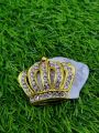 3D Golden Crown (Taj) with Diamonds metal logo sticker with Double tape for Bike and Car Decoration. 