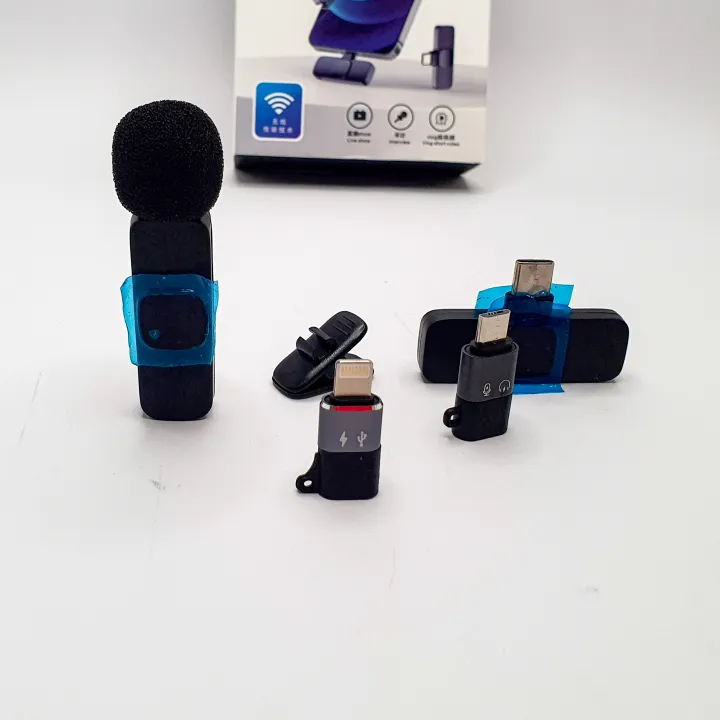 Wireless%20MIC%20K8%203in1%20MICROPHONE%20Vlogging%20Mic%20with%20Microphone%20Accessories%20Video%20for%20Type%20C%20Android%20Micro,%20IOS%20Lightining%20&%203.5mm%20Jack%20-%20Image%205