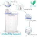 Pack of 3 - 2KG Plastic Airtight Food Storage Container with Measuring Cup Cereal Grain Rice Storage Box. 