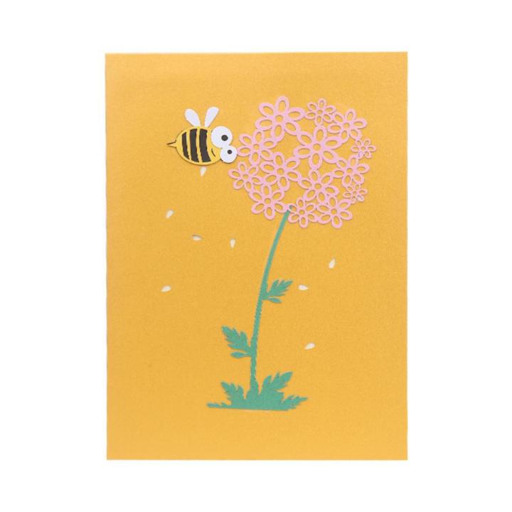 Bee Flower 3D Pop Up Paper Greeting Card Thanksgiving Birthday Gift