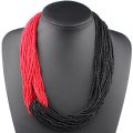 Claire Jin Handmade Small Beads Contrast Color Two Tones Necklace Women Fashion Multi Layer Vintage Necklaces Bohemian Jewelry. 
