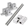 Horizontal 8mm Dia Linear Motion Ball Bearing Slide Bushing 200mm Linear Shaft Optical Axis with Rod Rail Support Set. 
