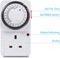 HBN 24 Hour Programmable Mechanical Timer Plug Switch, Energy Saving UK Plug-in Indoor Timer Socket for Lights, Lamp and Home Appliances (13A/3120W, 2 Pack). 
