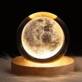 3D Crystal Ball Globe Table Lamp with Wood Base Moon Light Lamps Night Light for Children Birthday Gifts Novelty Home Decor. 