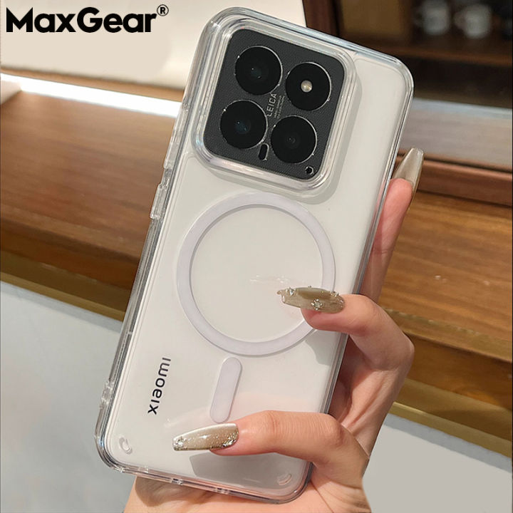 Transparent Shockproof Acrylic Magnetic For Magsafe Case For For XiaoMi Mi 14 13 12 11 Ultra 12S 13T Pro Camera Protection Cover