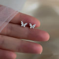 CUANFEN 925 Silver Needle Shiny Zircon Stud Earrings Women Style Cute Sweet Jewelry Accessories Simple Fashion Jewelry Accessories. 