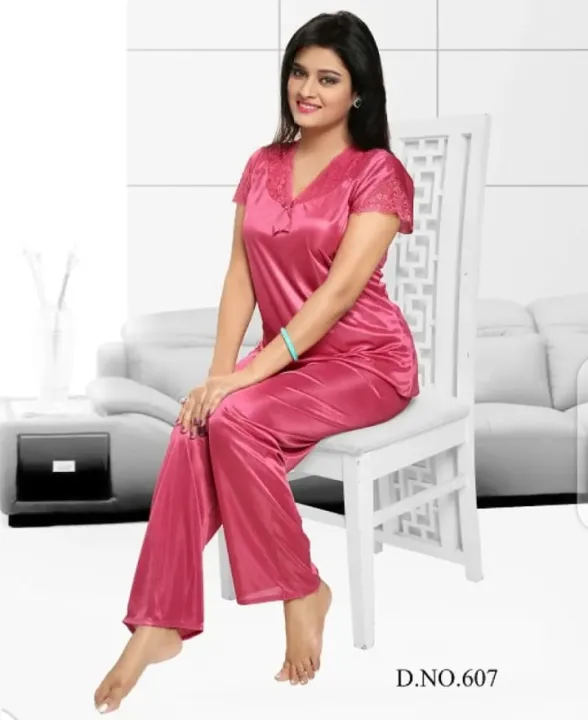 Silk%20Night%20Dress%20Trouser%20Shirt%20Night%20Suit%20Set%20Silky%20Stain%20Pajama%20Sets%20Sleepwear%20.Soft%20Silky%20Stuff%20Material%20For%20Women%20And%20Girls%20-%20Image%203