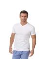 Plain V-Neck White Cotton Tshirt For Men. 