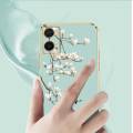 Casing For OPPO A76 4G A36 4G A96 4G Luxury Beautiful mapies with flower Camera Protection Phone Case Plating Edges Silicone Soft Cover With Free Lanyard. 