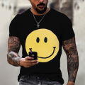 Chic Smiley Face Men's T-Shirt Simple Oversized Clothing O-Neck Top Harajuku Breathable Daily Fashion Casual Summer New. 