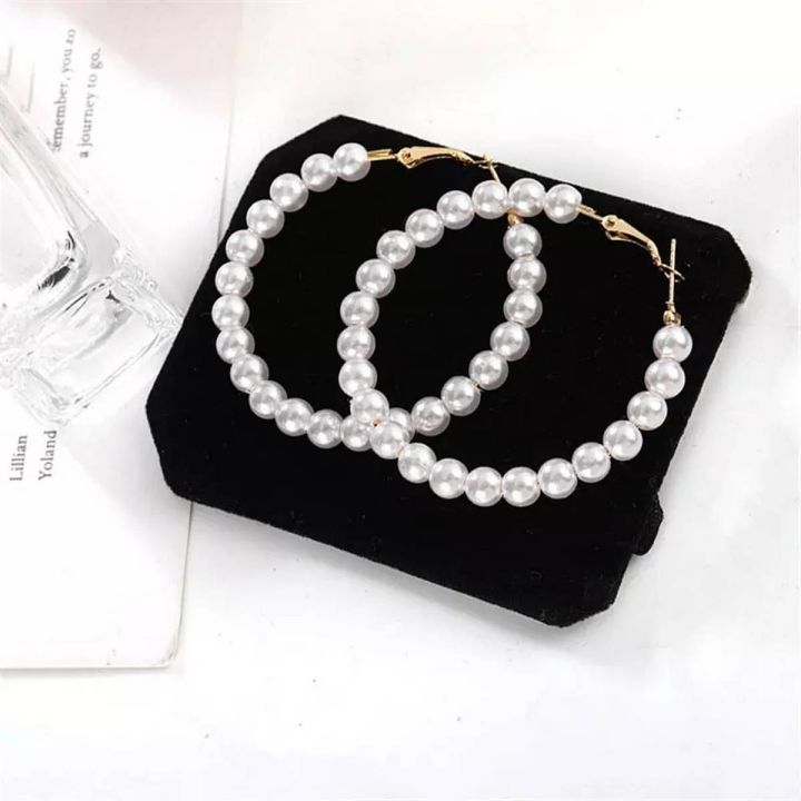 New Fashion Luxury Exaggerated Big Circle Imitation Pearl Earrings Fairy Temperament Personality Wild Wedding Accessories Gift Ear Jewelry
