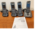 Panasonic KX-TG8421 Quad (04 sets) PTCL Wireless landline Phone plus intercom with Speakerphone, Caller ID, Answering Machine and Free 08 New Rechargeable Cells. 