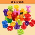 30Pcs/Set Creative Kids Toy Colorful Plastic Insert Blocks Nut Children Mosaic Puzzle Screw Building Block Baby Educational Toys. 