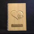 Customized Wooden Pen Diary Set With Box Best Gift Heart Shape Cutting Diary. 