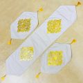 3 Pcs Table Runner set in Velvet Motif Design - Black. 