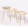 1 Pcs / Set of 3 Round Coffee Table HIGH Gloss Nesting End Tables - Round Wood Stacking Coffee Side Accent Tables with Metal Legs for Living Room, Home Office, Nightstands for Bedroom, Sturdy Easy Assembly - 3 Piece Nesting Table set for  living Room. 