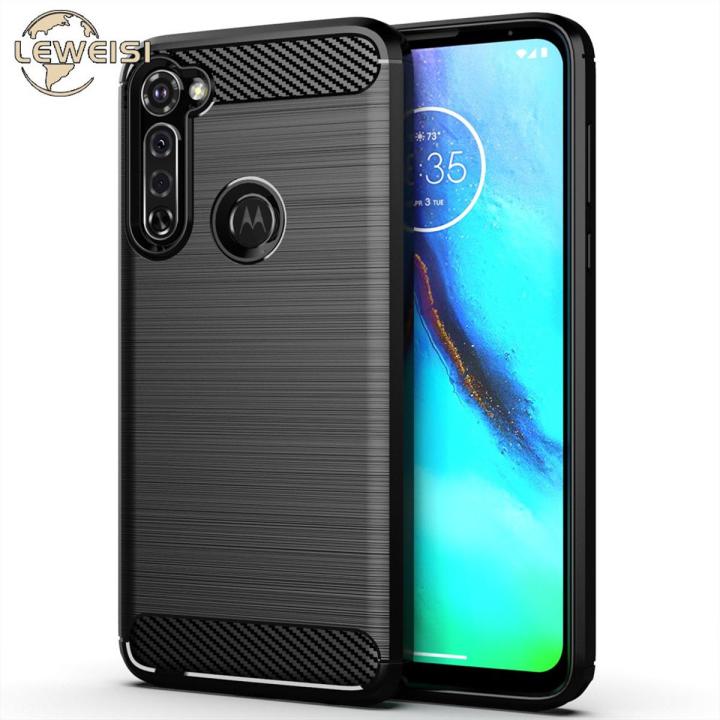 Leweisi Carbon Fiber Bumper Phone Case For Motorola Moto G Stylus 2020 / Moto G Pro Back Cover Coque Shockproof Protectives