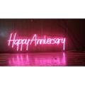 Happy Anniversary Pink LED Neon Sign Wall Decor For Home Bar Restaurant Cafe Birthday Party Decorative Light Creative Gift. 