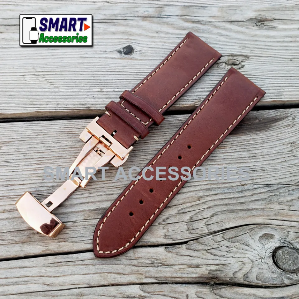 22mm Width Universal Slim 100% Real Leather Watch Band Strap For