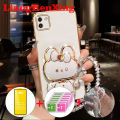 [With Tempered Glass]Casing SAMSUNG A03 5g phone case Softcase Electroplated silicone shockproof Protector Smooth  Cover new design aesthetic with holder Rabbit DDMTSL01. 
