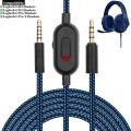 2.0M Braided Replacement Cable Extension Cord for Logitech G433 G233 G Pro X Gaming Headset With Mic Mute Volume Control Clip. 