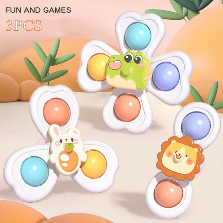 Jouet De Bain Bébé Avec Ventouses - 3 Pièces Spinner Et Planche En Silicone - Éveil Sensoriel Pour Bébés 6-12 Mois