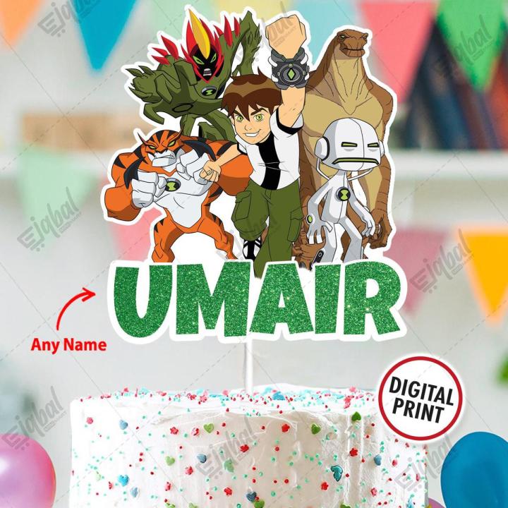 Customized Digital Cake Topper Ben 10 Theme topper for Birthday Party Celebration & Cake Decoration