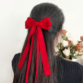 New Bow Satin Bow Hair Clip Two Layers Bowknot Hairpins Ribbon Spring Clips Retro Ponytail Clip Girls Korean Hair accessories. 