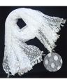 White Net Dupatta For Girls Net Dupatta with 2 side lace for girl & ladies Premium Quality All-Season White Color Shawl/ Dupatta with Pallu Lace. 