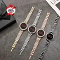 Elegant Women's Fashion Digital Watch with Diamond Accents and Stainless Steel Band. 