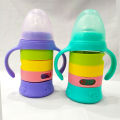 New Style Baby Glass Feeder With Beautiful Silicone Cover - 220ml / 8oz. 