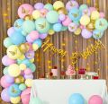 Multicolor Birthday Decoration Items Happy Birthday Decoration Kit with Pastel Balloons, Fairy light  Set-Beautiful Birthday Accessories. 