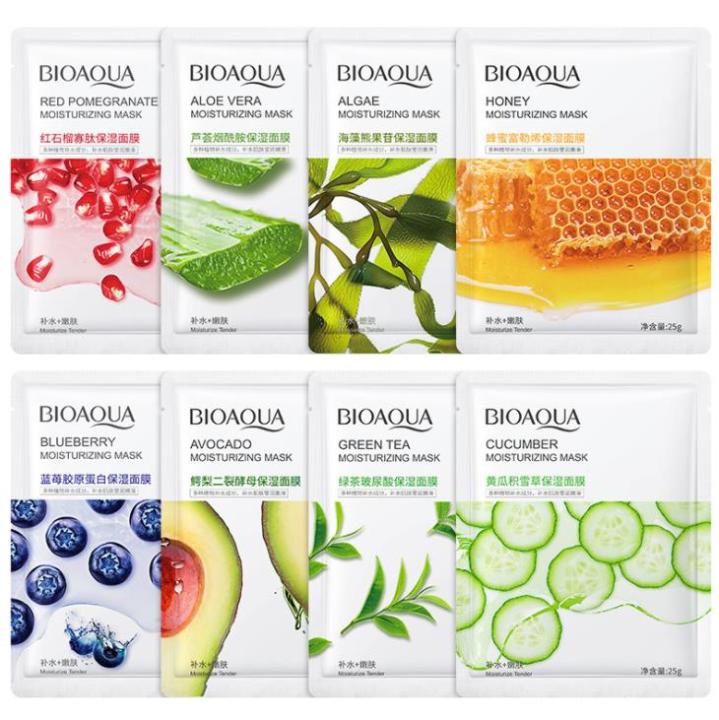 BIOAQUA Pack of 8 Face Sheet Mask for Dry Skin, Dullness & Hydration - Mixed Fruit Extracts