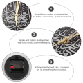 Acrylic Islamic Wall Clock 30cm Muslim Wall Clock(Silver). 
