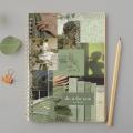 Green Aesthetic-A4 Spiral Notebook with Plastic Sheet. 