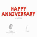 Happy Anniversary 16 Pcs Foil Banner Balloons, 16 Inch Alumunium Chrome Metallic Foil Baloon Set Reusable Material For Wedding, Nikkah, Marraige Anniversary Celebration, Letter Party Decoration, Party Supplies, Red Anniversary Balloon Banner, Gold, Silver. 