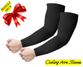 BUNDLE PACK Cooling Arm Sleeves & Black Fingerless Gloves for Men, Women. 