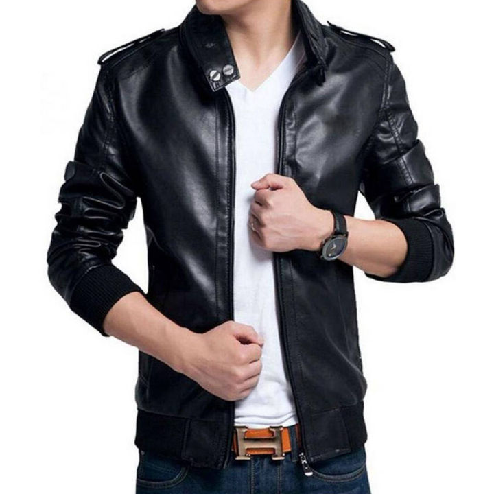 Black Leather Jacket For Men - Stay Stylish And Edgy With A Black Leather Jacket- Premium Quality With Fine Stitching For Elegant Look