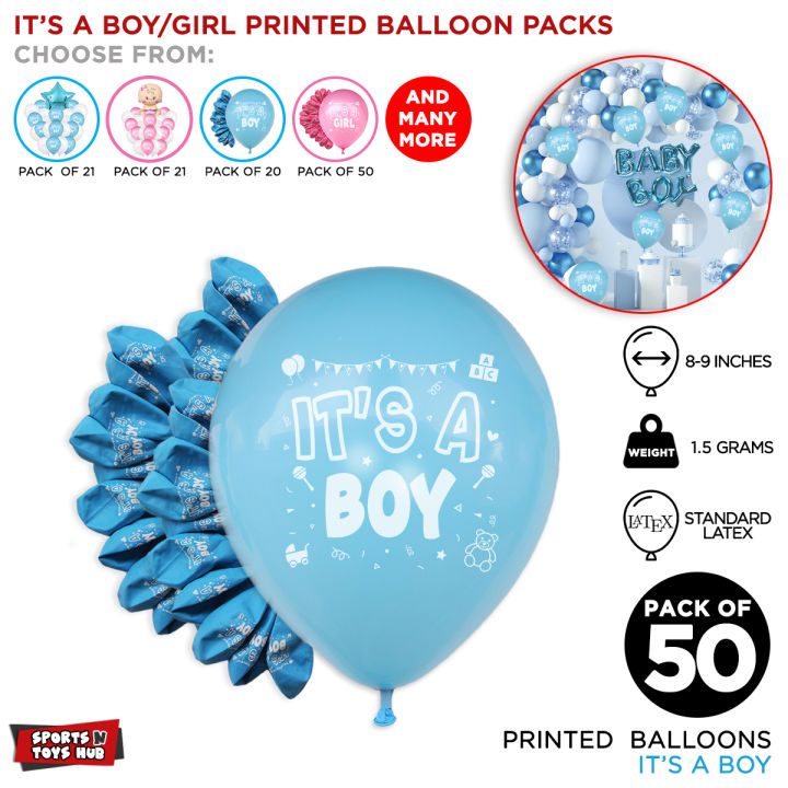 Its A Boy & Its A Girl Solid Latex Printed Balloons Pack Collection For ...