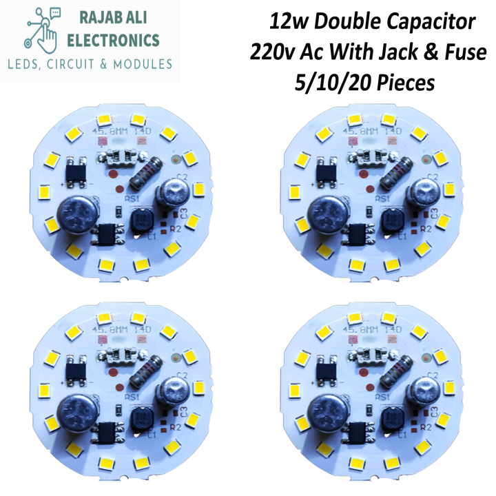 4/8 Pieces 12W SMD LED Chip Double Capacitor With Jack & Fuse Super Brightness High Quality