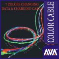 AVA ORIGINAL SPECIAL CHARGING AND DATA COPPER CABLE MICRO USB PORT 7 COLOR CHANGING LIGHTS CABLE FOR ALL MOBILES. 