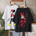 Mickey Mouse Disney Short Sleeve T-Shirts Devil Minnie Mouse Funny Women's T-Shirt Fashion Streetwear Edgy Female Clothing 2022. 