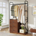 Customised Freestanding Clothes Rack with 3 Drawers, Industrial Garment Rack Wardrobe Closet with Hanging Rod, Heavy Duty Wood Closet Organizer for Bedroom, Customizable. 